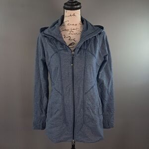 Athleta Womens Size Small Fitted Hooded Full Double Zip Athletic Jacket Blue